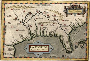 Kart over Florida, ca. 1584 (håndfarget gravering)